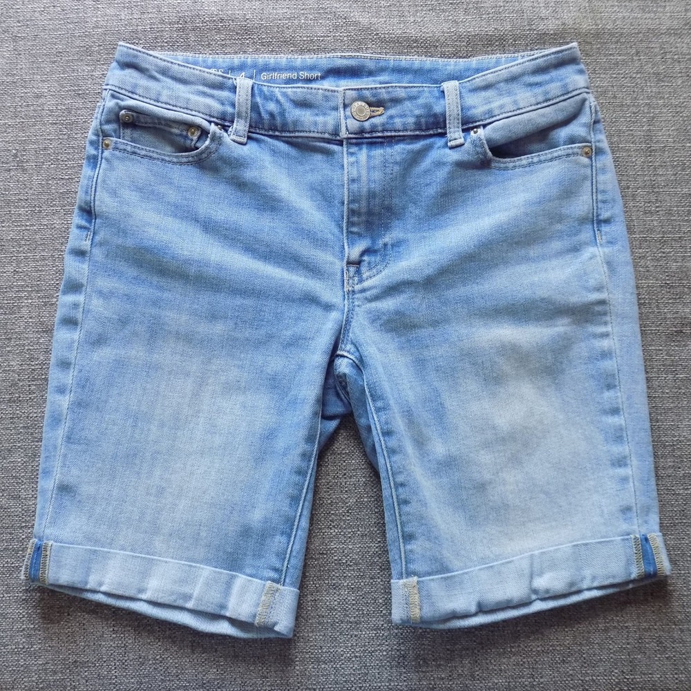 Talbots Girlfriend Shorts Women 4 Blue Good Cuffed Light Wash Denim Stretch